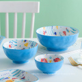 Cartoon design Ceramic bowl factory price baby bowl Kids color glazed porcelain bowl set